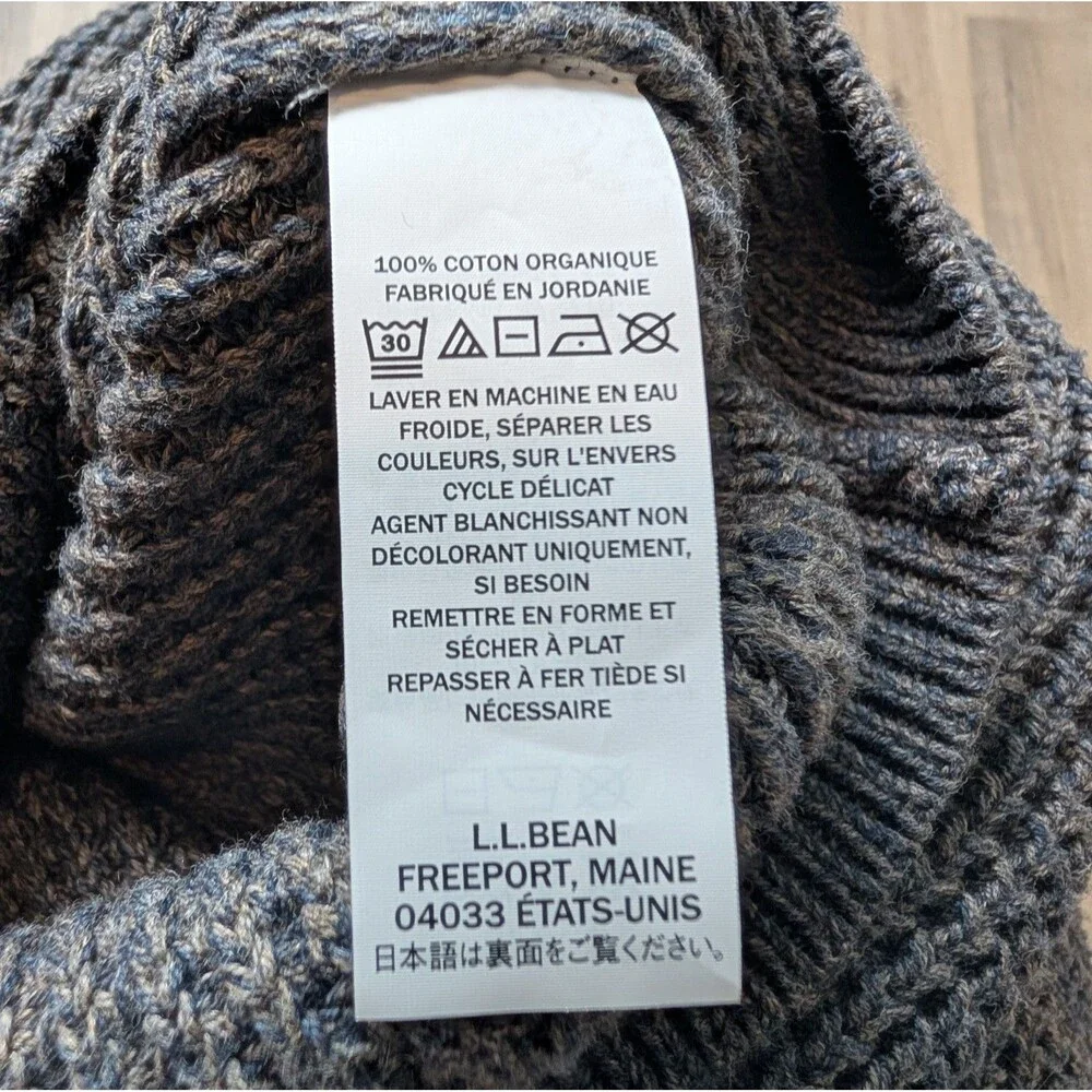 NWOT LL Bean Size S Organic Cotton Waffle Sweater Quarter Zip Gray Marl Gorpcore
